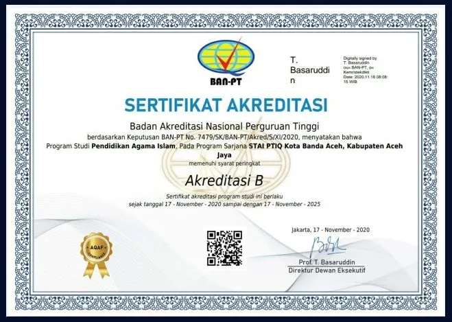 Prodi PAI STAI PTIQ Aceh Raih Akreditasi B